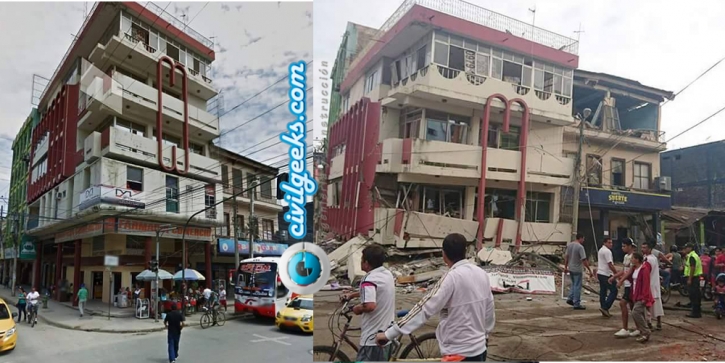 estructuras antes y después del sismo en la zona cero de Ecuador 2