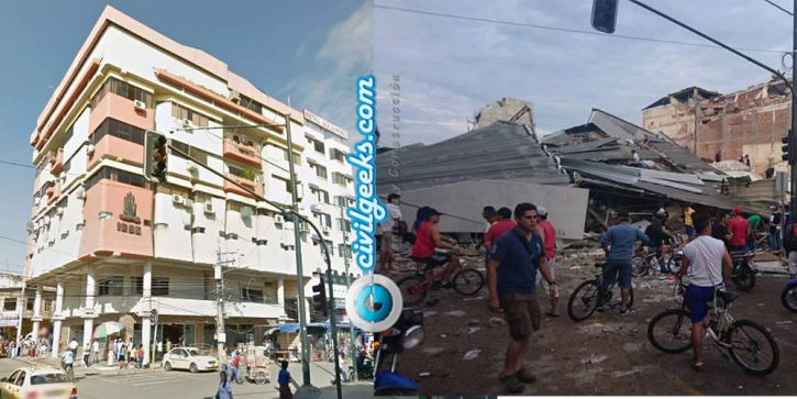 estructuras antes y después del sismo en la zona cero de Ecuador 6