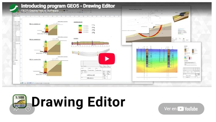 Interfaz del Editor de Diseño en el software geotécnico GEO5